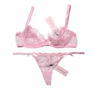 Agent Provocateur Jayce Plunge Underwire Bra 3 Piece Set Baby Pink Size 34B